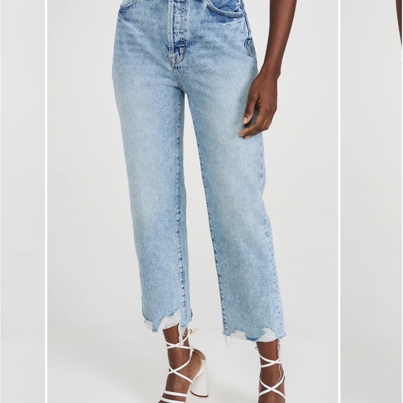 Pistola Blue Ankle Cropped Jeans with Distressed Hem - Picture 4 of 6